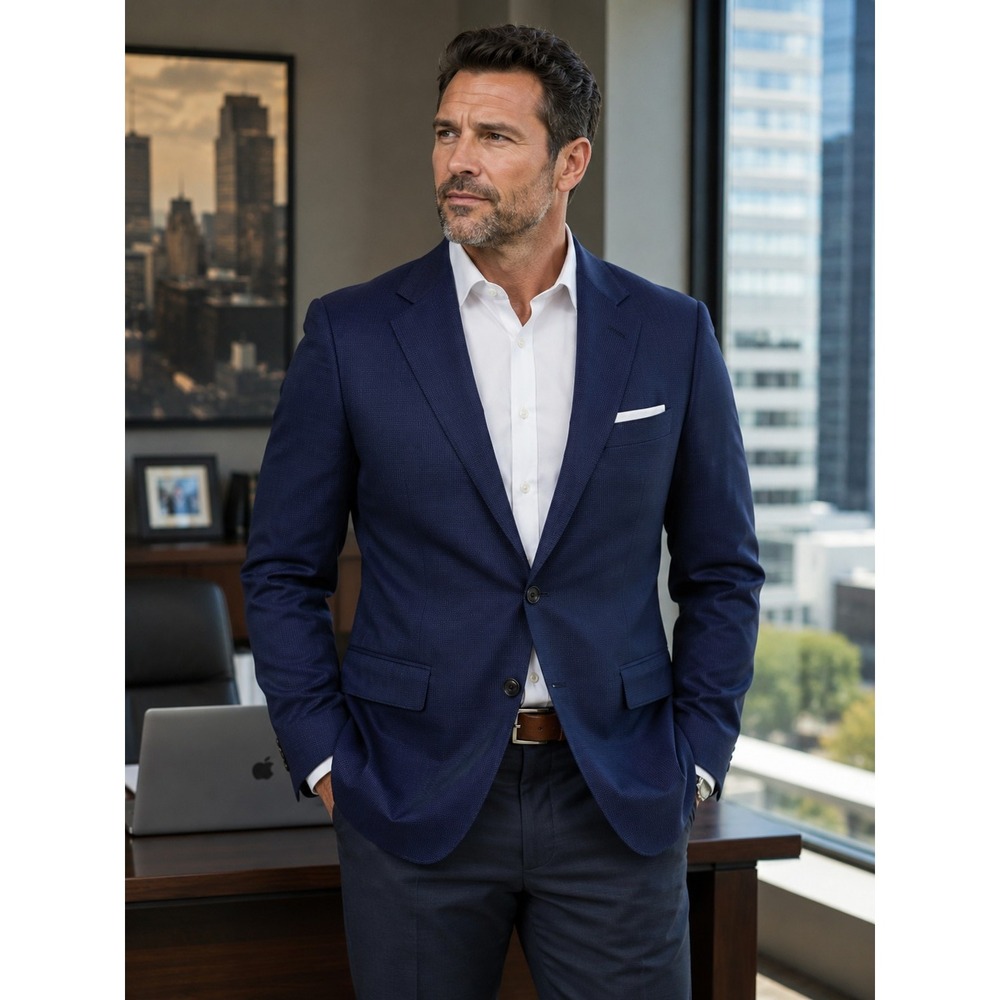 SUIT SUPPLY Men's Sienna Blue Blazer Size 44 Vitale‎ Barberis Canonico -1761
